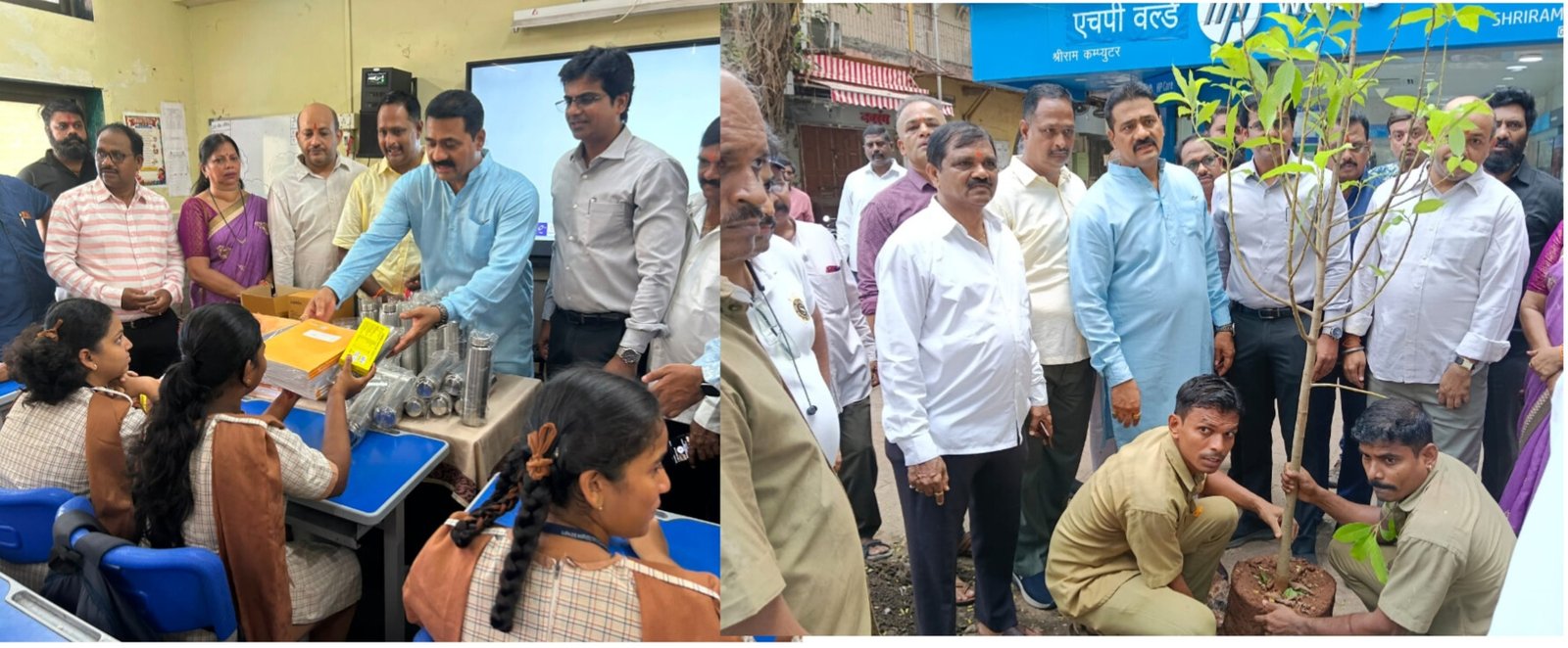आदित्य ठाकरे यांच्या वाढदिवसानिमित्त विद्यार्थ्यांना शैक्षणिक साहित्य वाटप व वृक्षारोपण
